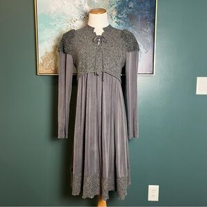 INDIES Long-Sleeve Midi Dress with Lace-Up Bodice